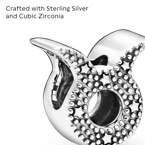PANDORA Sparkling Taurus Zodiac Charm - Compatible Moments Bracelets - Jewelry for Women - Gift for Women in Your Life - Made with Sterling Silver & Cubic Zirconia, With Gift Box3