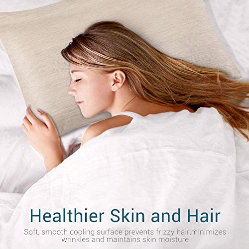 LUXEAR Cooling Pillowcase, 2 Pack Cooling Pillow Cover with Japanese Q-Max 0.45 Arc-Chill Cooling Fiber, Breathable, Soft, Eco-Friendly, Hidden Zipper Design, Standard Size(20x26 in)-Beige