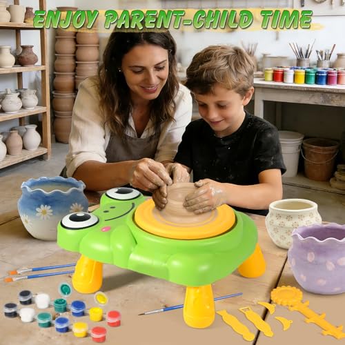 Pottery Wheel for Kids Complete Pottery Painting Kit Arts and Crafts for Kids Ages 3-12 with 4 Pack Pottery Clay,Sculpting Tools, DIY Kits Clay Maker for Beginners Art Supplies Toys for Girls Boy — view 6