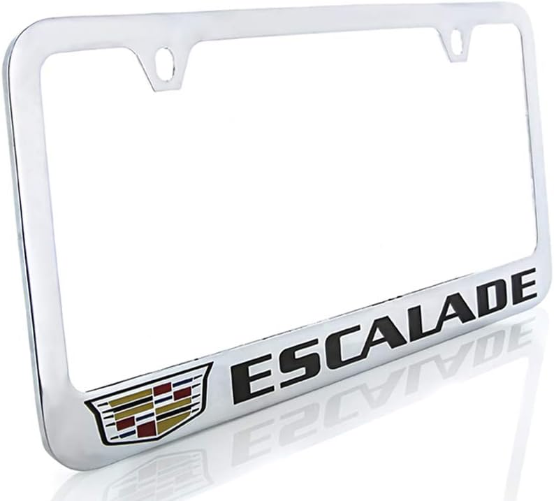 Cadillac Escalade with Crest Brass License Plate Frame with
