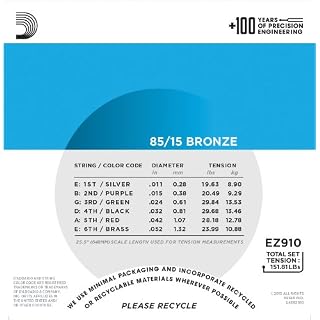D’Addario EJ13 Cordes en bronze pour guitare acoustique avec revêtement 80/20 Custom Light 11-52 & EZ910 Cordes en… - Les Beatles, Paul McCartney, John Lennon, RIngo Starr, George Harrison D'Addario EJ13 Cordes en bronze pour guitare acoustique avec revêtement 80/20 Custom Light 11-52 & EZ910 Cordes en… – Image 7