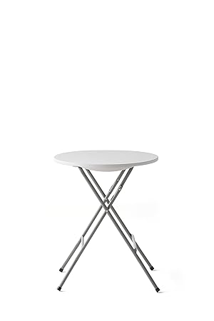 KG KITGARDEN - Mesa Plegable Portátil Multifuncional, Ø60x74cm, Redonda, Blanco