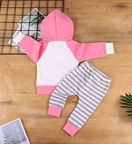 Baby Boys Girls Clothes Long Sleeve Hoodie Tops Sweatsuit Long Pants Outfit Set (Hot Pink, 3-6 Months) #TOP2