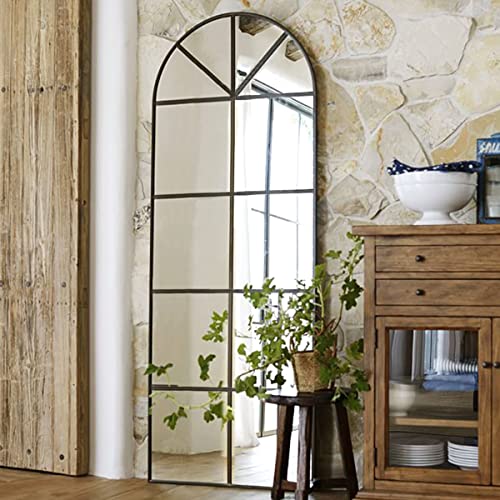 Image of OGCAU Arched Full Length Mirror, 65 inchx22 inch Floor Full Body Mirror, Black