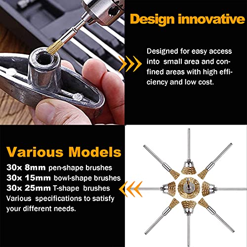 90 Pcs Wire Brushes Set, Rocaris Brass Wire Wheels Pen Brushes Set Kit Accessories For Rotary Tool #TOP3
