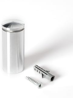 Sign Standoff 1" Diameter x 2" Barrel Length Silver Anodized Aluminum Eco Series Easy Fasten Standoff Pack of 20 by Outwater
