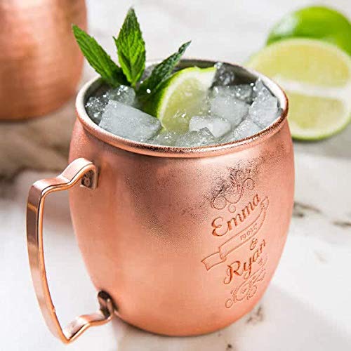 Personalized Wedding Core 16 oz Moscow Mule Cup with Smooth Copper Finish, Wedding Copper Mugs, Bride Moscow Mule Customized