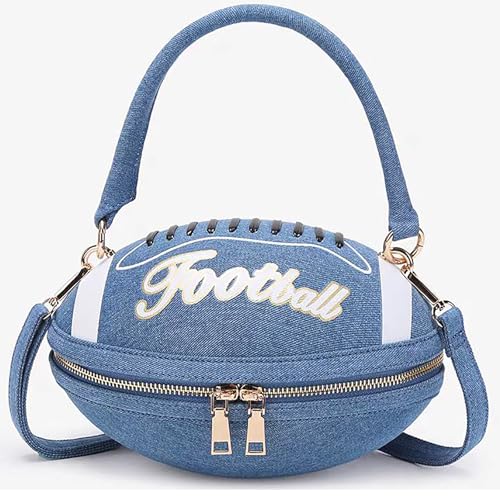 Image of Women Rhinestone Football Shaped Handbag Chain Crossbody Shoulder Bag Football Purse | Rugby, Unique, Novelty, Football
