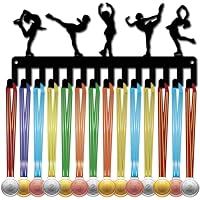 CREATCABIN Porte-Médailles Badminton Métal Noir 29x13cm - Présentoir Médailles Avec 14 Crochets