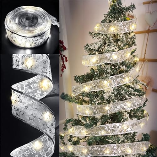 Seasboes Nastro di Natale Decorativo, 50 m 50 LED Nastro di Natale, Strisce Luci LED, Decorazione dell'albero di Natale per Natale, Giardino, Vacanze, Feste (A)