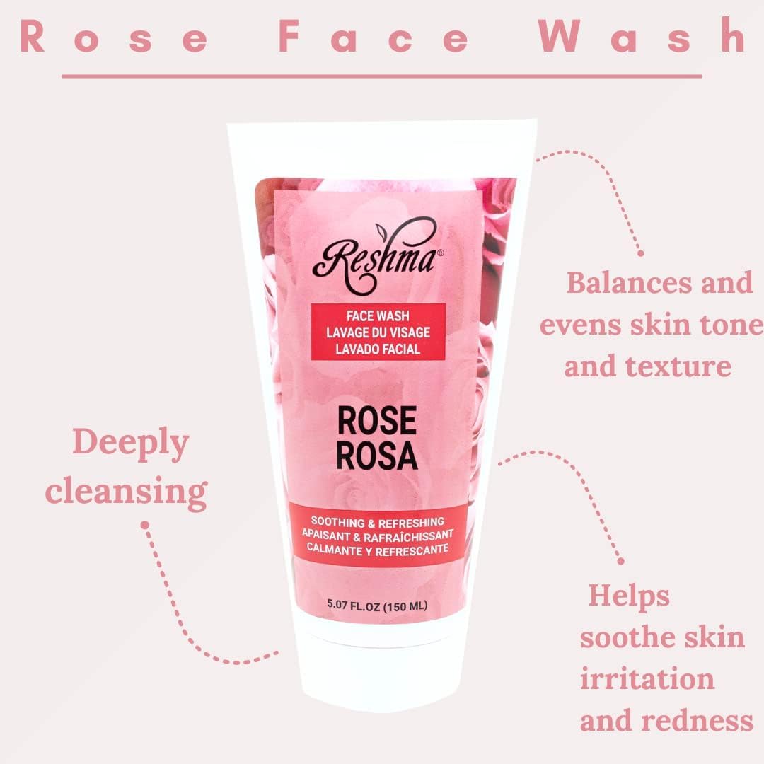 Reshma Beauty Ravishing Rose Skincare Set Face Wash, Scrub, and Cream, Soothing & Hydrating for All Skin Types, Calming, Cruelty-Free, Pack of 3 - Image 3
