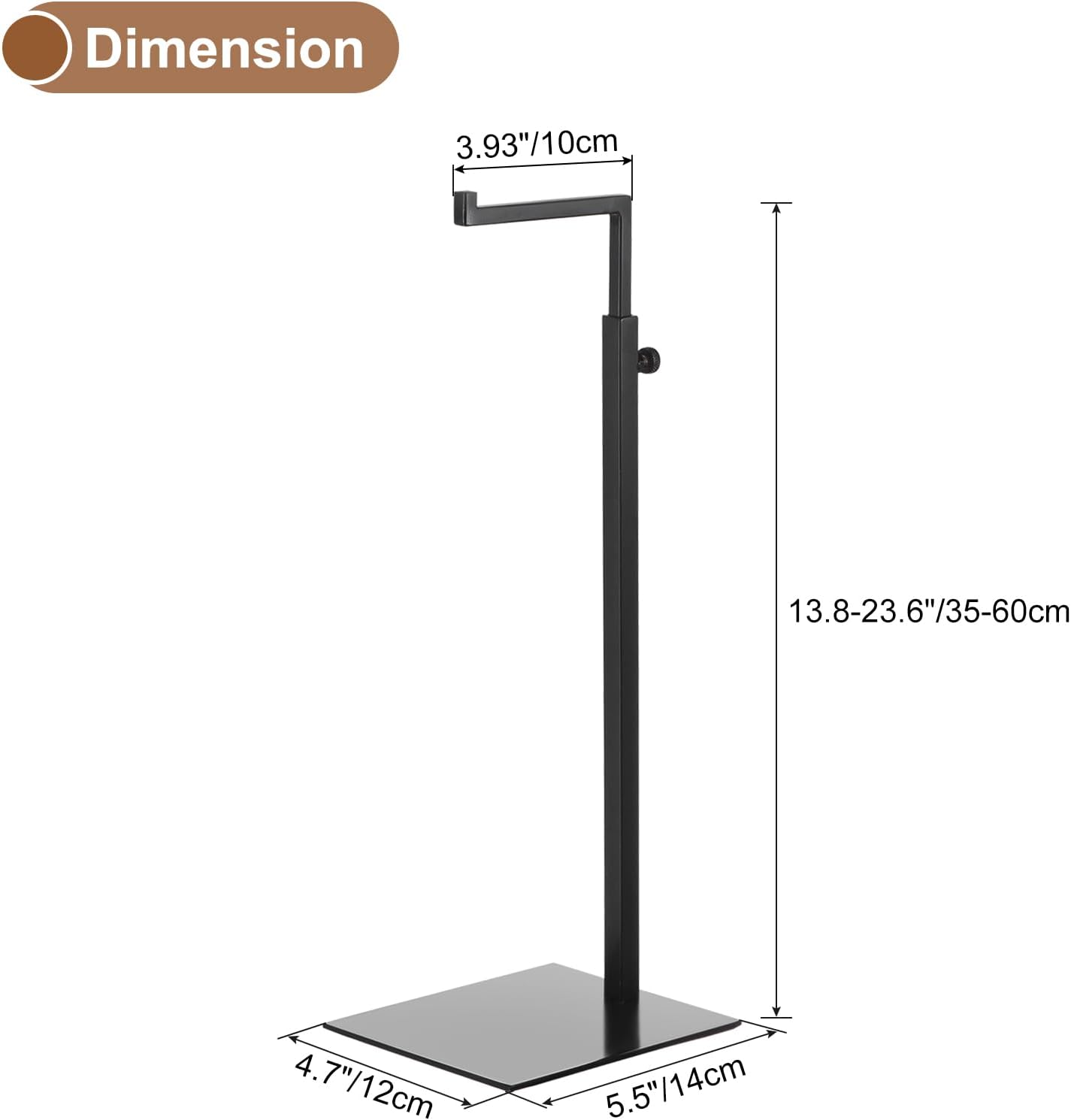 uxcell Purse Display Stand 1 Pack Adjustable Handbag Rack Stainless Steel Tabletop Single Hook Holder for Boutique Store - Black