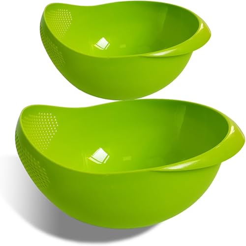 Miniatura 9 de Colador de arroz 2 en 1, cesta de filtro de limpieza de verduras y frutas, 2 piezas resistentes y fáciles de usar accesorios de herramientas de Azul