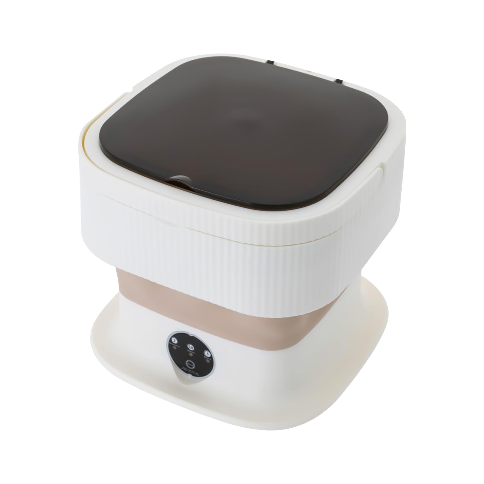 10L Mini lavadora plegable, 40W Lavadora Portátil de 3 Modos, Automática con Cesta de Drenaje, Temporizador para Viajes, Camping (Caqui)