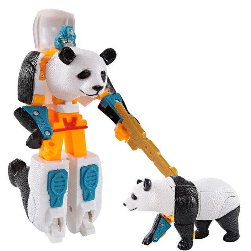 Giftik Deformable Animal Robot Toys,Transforming Panda Lion Tiger Elephant Cheetah Eagle Figures Toys for Kids Boys Girls Age 3 4 5 7 8 9 10 11 (Panda)