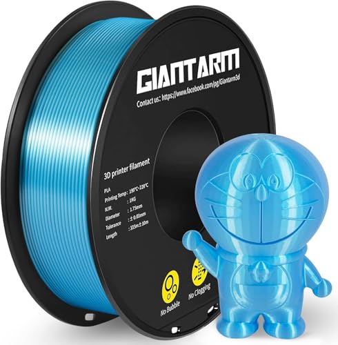 GIANTARM Silk Polylactic Acid (PLA) 3D Printer Filament, 1.75 mm, 1 kg Spool, Silk Sky Blue