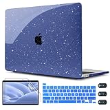 CISSOOK Navy Blue Glitter Case for MacBook Pro 13 Inch 2020 2021 2022 Release A2338 M2 M1 A2251 A2289 Model, Glitter Star Sparkly Blue Hard Cover for MacBook Pro 13 2021 Touch Bar with Keyboard Cover