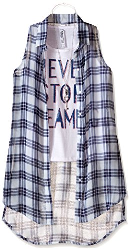 Beautees Girls' Big 2pc. Check Duster Over Tank