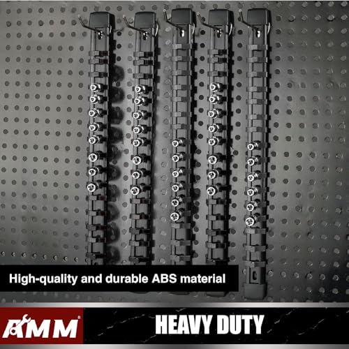 Image of AMM 6-Piece Socket Organizer,1 /4 inch Drive ABS Tools-Socket Holder,Heavy Duty Socket Racks,Premium Quality Socket Clip Rail Holder,The best tool trays in the garage