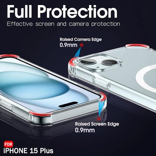 Image of TheGiftKart Shockproof Ultra-Hybrid Back Cover Case for iPhone 15 Plus Compatible with MagSafe | 360 Protection | Crystal Clear Hard Back Cover Case for iPhone 15 Plus (PC & TPU, Transparent Bumper)