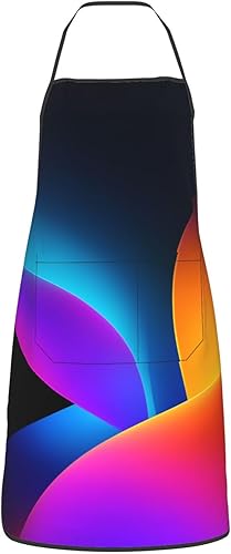 Dark Minimalist Vivid Colors Shapes Apron For Men Women, Cooking Kitchen Chef Apron With Pockets