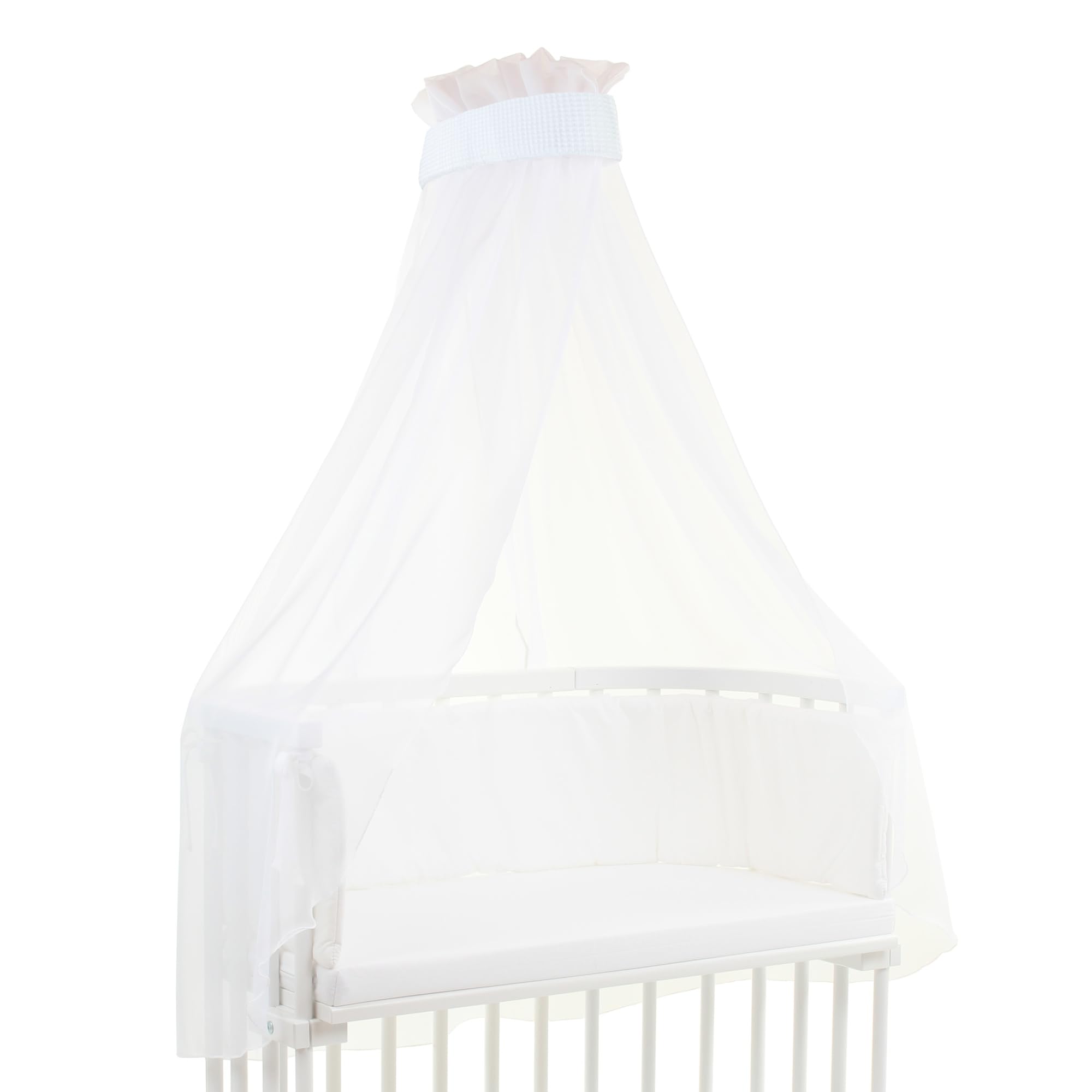 babybay Canopy Waffle Pique with Ribbon Suitable for All Models up to 96 cm Length, White