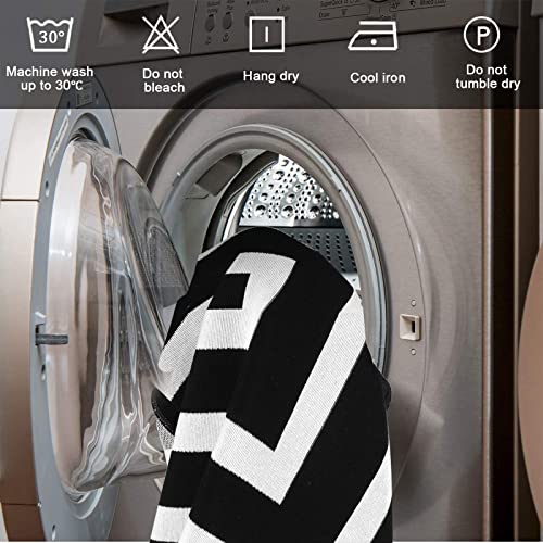 Lanffia Black And White Area Rug 3X5, Washable Indoor Outdoor Rug Contrasting Geometric Modern Stripe Symmetrical Living Room Carpet Front Porch Rug Welcome Doormat For Balcony/Living Room/Kitchen #TOP4