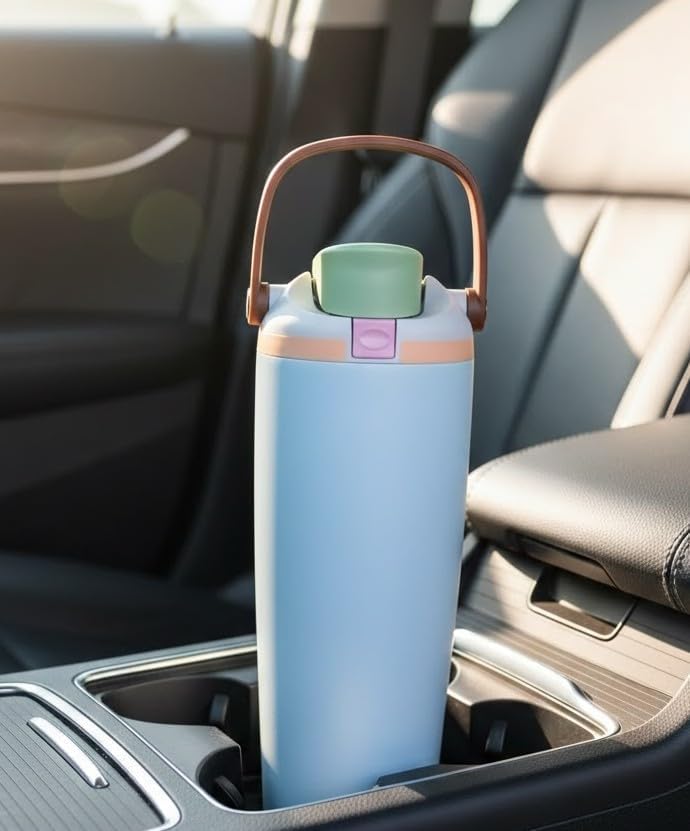 Image of FreeSip Gym Water Bottle 30oz with Built-in Straw & Chug Spout, Leak Proof Lock Lid, Carry Handle Travel Bottle for Fitness Workout Training Sports and Car Cup Holder(900 ML)