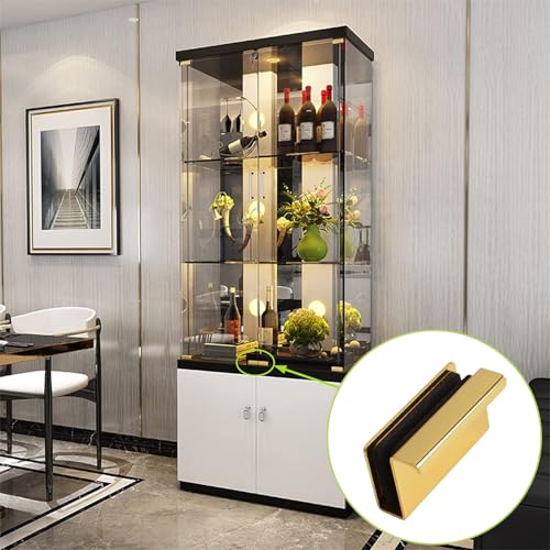 Image of Glass Finger Edge Pull, 4Pcs Cabinet Finger Pull Handle Glass Door Clips Cabinet Latch Clamp Concealed Handle for Display Glasscase Door (Gold)