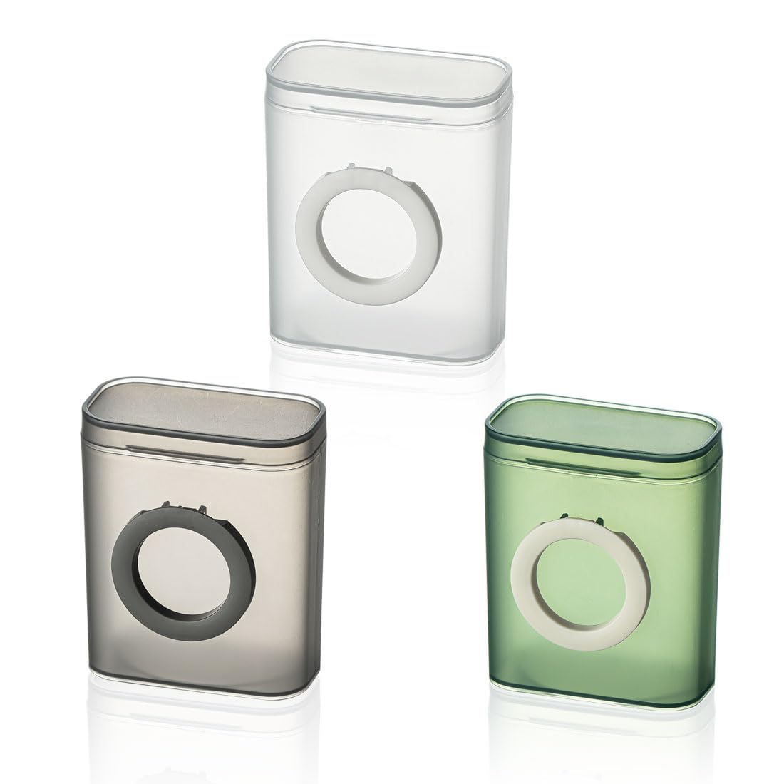 JOMIHONEY 3 Pack Small Translucent Organizer Box with Lid and Phone Holder, Travel Storage Carrying Case for Drawer, Cables, Charger, Jewelry, Swab, Lipsticks, Earphones, Keys or Small Items, SOB-3