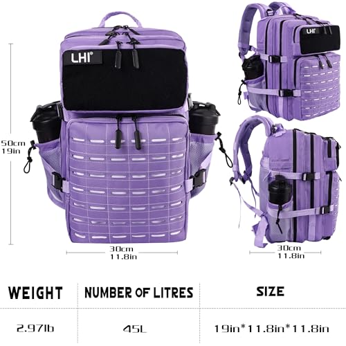 Image of LHI Tactical Military Backpack for Men 25L /45L Large Molle Army Assault Pack 3 Day Hiking Rucksack With Bottle Holder