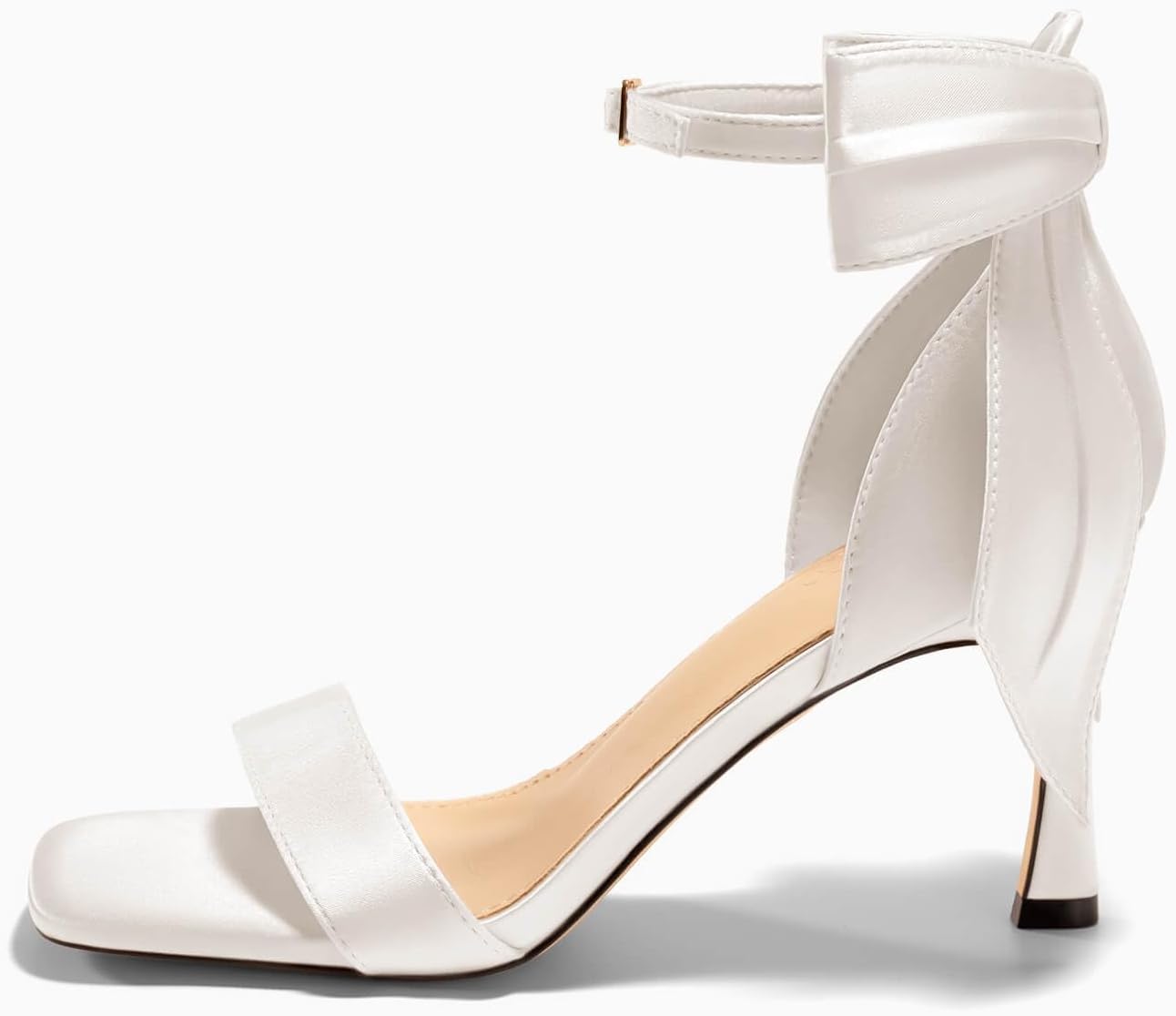 Coutgo Womens Bow Tie High Heels One Strap Heeled Sandals Sexy Stiletto Open Toe Wedding Bride Shoes - Image 4