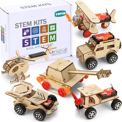 Yutin STEM Kits for Kids Age 8-10 10-12, 6 Set Wood Building Projects Crafts Science Model Car Kits for Kids Age 8-12, Wooden 3D Puzzles, STEM Toys for Boys 8 9 10 12 13 Year Old Birthday Gifts by Yutin - Used condition - US$16.72
