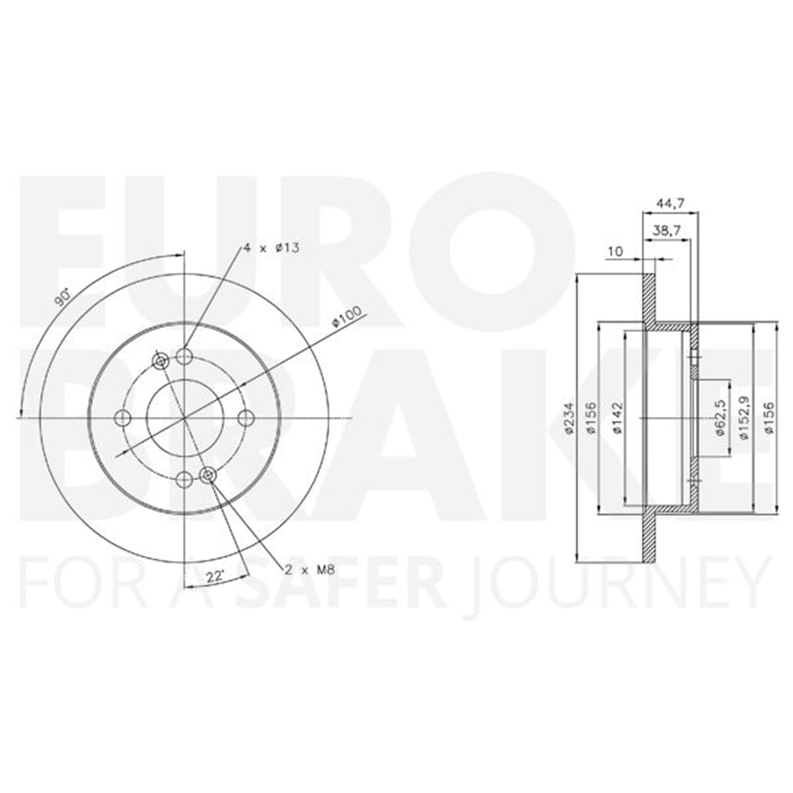 Eurobrake Bremsscheiben + Beläge vorne + hinten | 5815203529 + 5502223450 + 5815313455 + 5502223434 Kompatibel mit i10 II (ba, Ia)