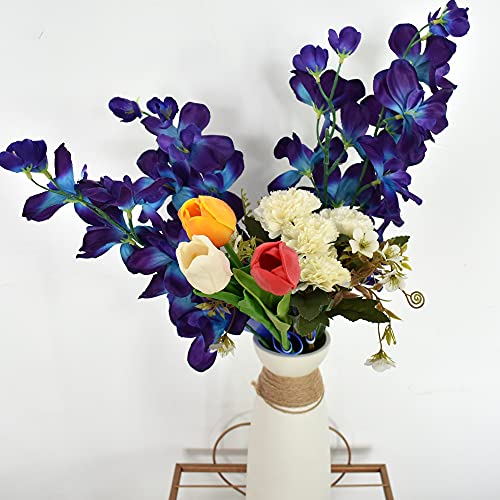 Hokpa 27'' Artificial Orchid Stems Purple Blue Silk Turquoise Orchids Flowers For Wedding Bridal Bouquet Boutonniere Wreath Table Centerpiece Outdoor Decor (12 Stems) #TOP3