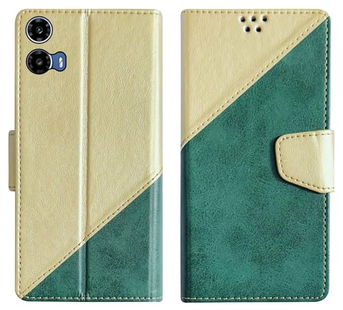 Image of SBMS Flip Cover for Motorola Moto G34 5G / Moto G45 5G 6.5-Inch Back Cover Case with Magnatic Closure | Inbuilt Stand | Card & Money Pocket (Multi Green)