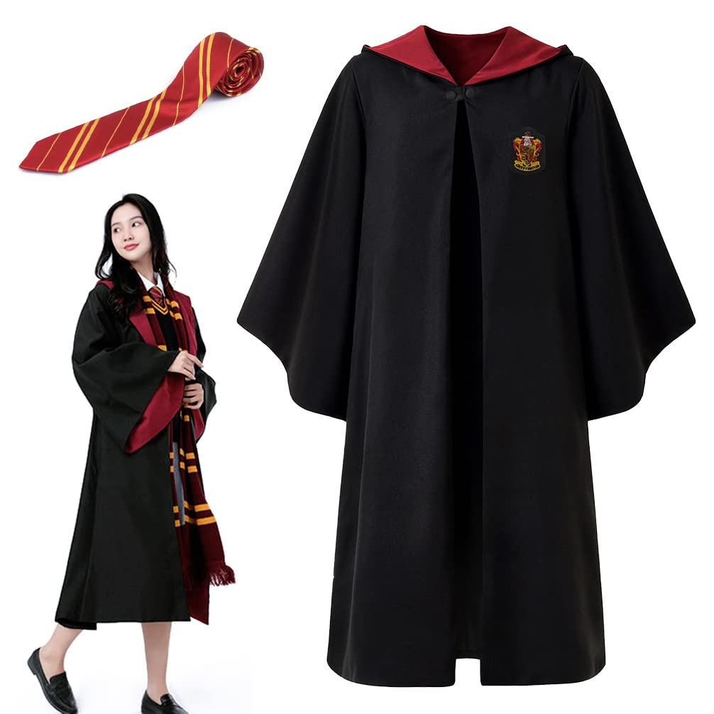 ZHIXUN Gryffondor de túnica,Disfraz de Gryffindor,con capa y corbata,Túnica de mago adulto,Disfraces de Cosplay de Harry Potter,para halloween y carnaval