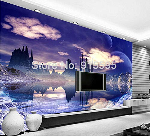Papier peint salon 3D WLLLO pour agrandir une pièce basse de plafond - 3