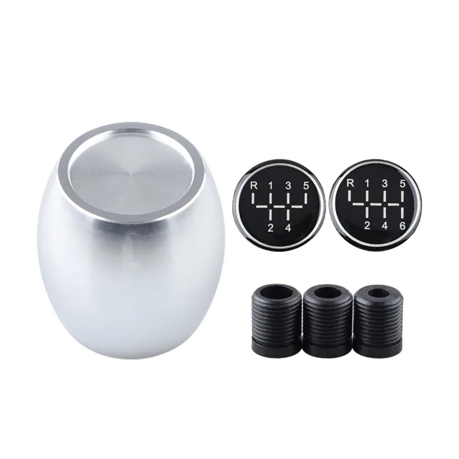 KOEHXJ Shift Gear Knob Cover Car 5/6 Speed Manual Lift Up Reverse Gear Shift Knob Aluminum Gearstick Lever Shifter(Silver)