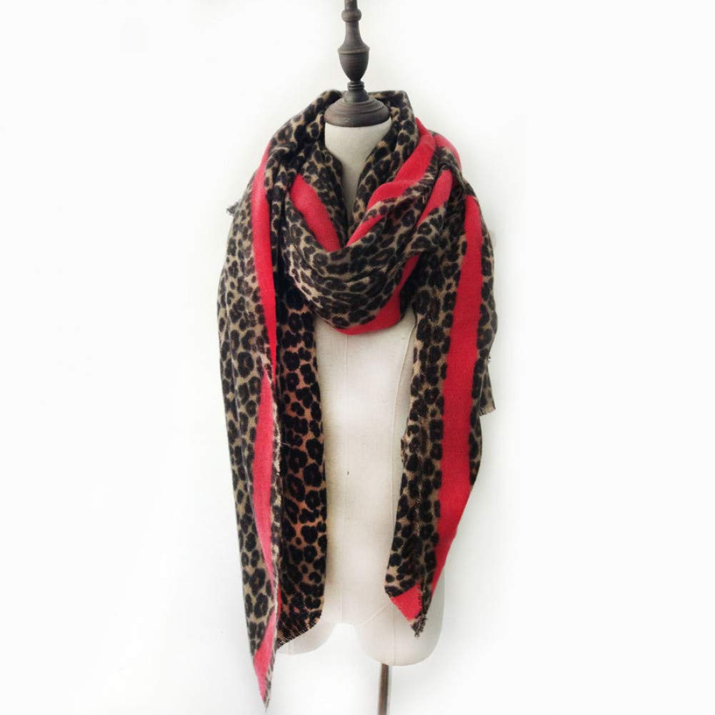 Châle en cachemire épais motif léopard | Écharpe femme douce hiver