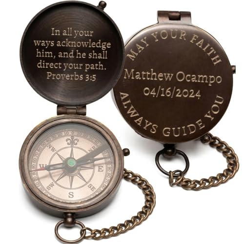 Brújula cristiana personalizada para niño y primera comunión miniatura 1