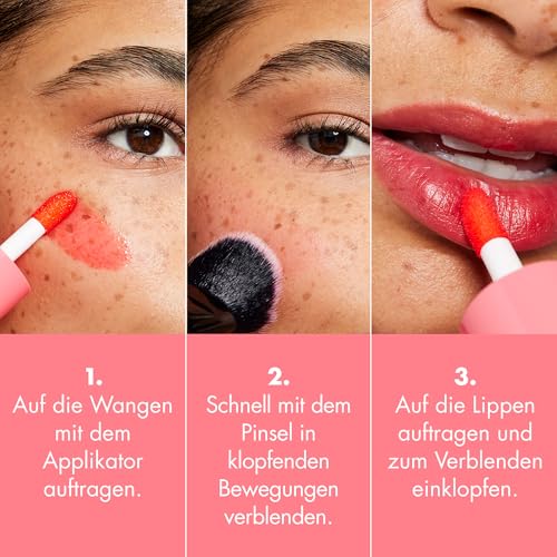 e.l.f. Sheer For It Blush Tint, vielseitiger Lippen- und Wangen-Tint, für einen natürlichen, langanhaltenden Farbkick, vegan und tierversuchsfrei, Left On Red