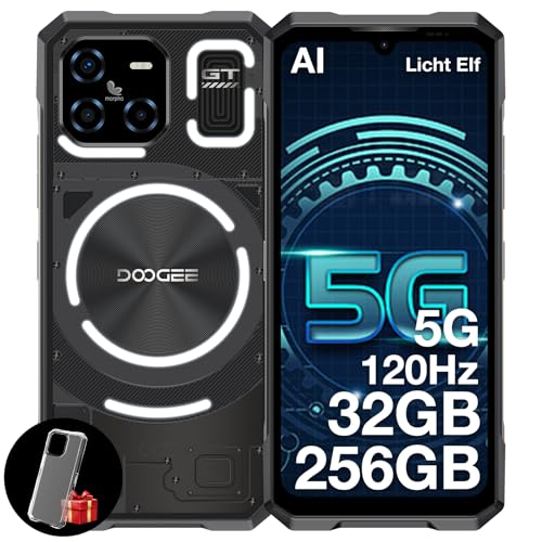 DOOGEE Blade GT Outdoor Handy Ohne Vertrag 5G mit LED Lichteffekt 32GB+256GB, Dimensity 7050, Ultradünnes Outdoor Smartphone 6.72” FHD+ 120Hz, 48MP+20MP AI Kamera Fingerabdruck/Face ID/Dual SIM/NFC