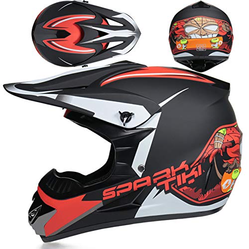 Casco Integral de Motocross para jóvenes, Hombres y Mujeres, para Descenso de montaña, Cascos de Motocross, certificación Dot, con Gafas, Guantes y Protector Facial A