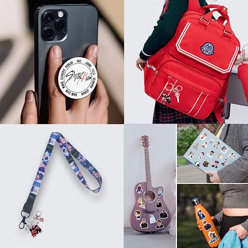 Hymik Straykids Photocards Gifts Set for Fans,Straykids Album Set Including Straykids Photocards, Straykids Stickers,SKZ Pins, Lanyard,2 PCS Phone Ring Holder,Keychain Drawstring Bag for Fans Women,