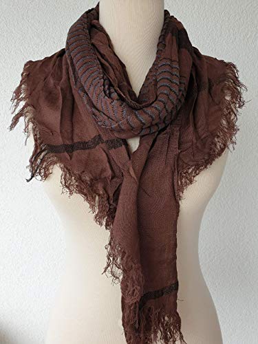 Striped Long Cotton Woven Scarf, Asymmetric Shawl with Fringe for Women and Men2
