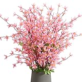 Emivery 3 Pack Silk Orchids Flowers Artificial Long Stem Flowers Pink Dancing Lady Orchids Spring Fl