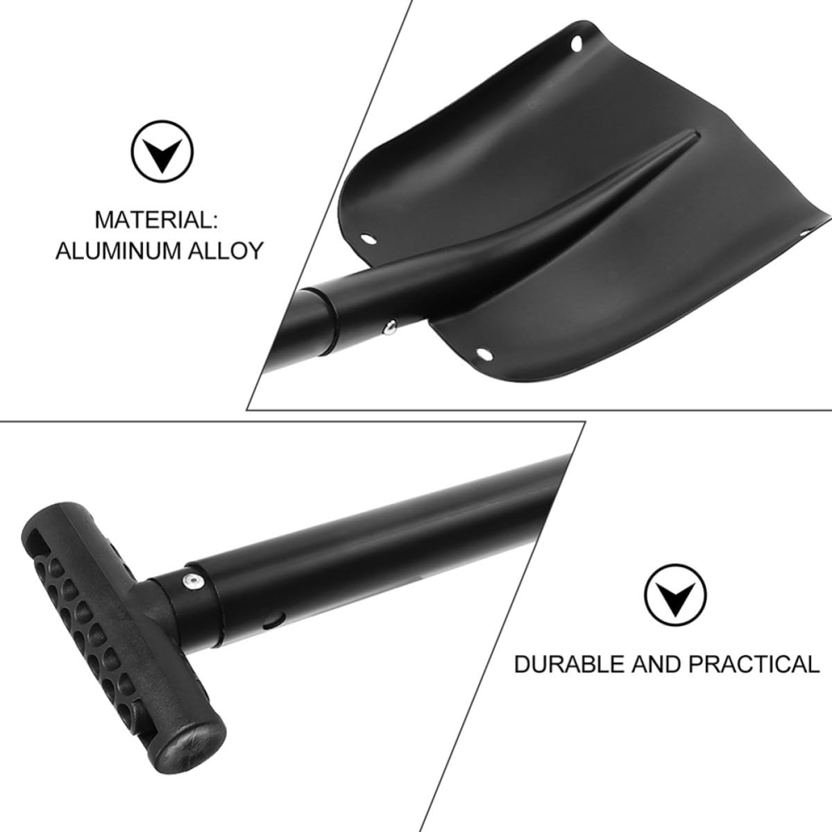 Pala de Nieve Plegable para Coche, Retráctil, Aluminio, Negro