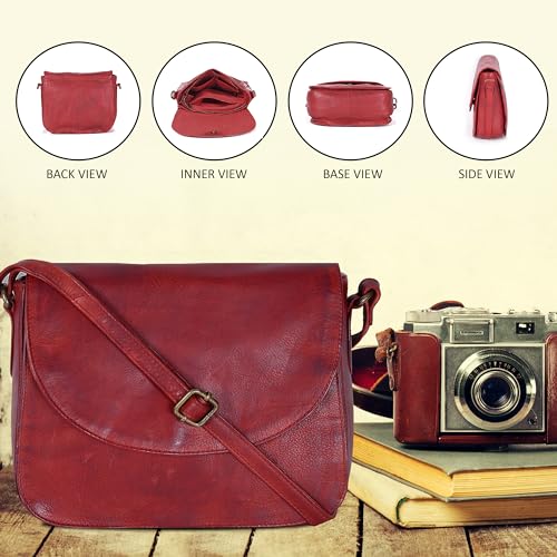 Image of Genuine Leather Shoulder Crossbody Purse For Women with Adjustable Strap, Mobile Pocket & Outside & Inside Zipper