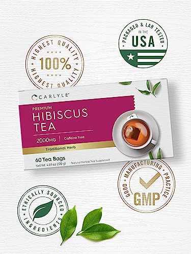Carlyle CL9082 Hibiscus Tea Bags | 60 Count | Caffeine Free | Vegetarian, Non-Gmo & Gluten Free Herbal Tea Supplement thumb #4